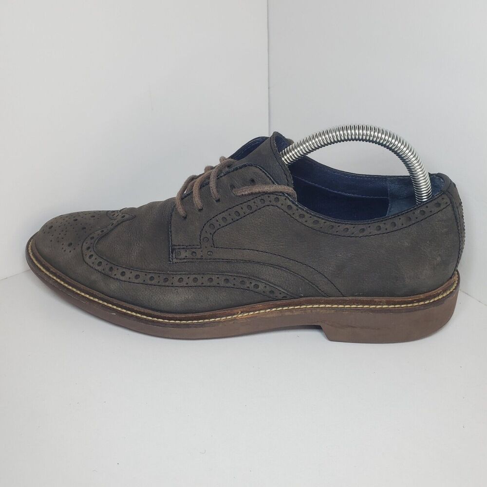 Cole Haan C26138 Dark Gray Leather Wingtip Lace-Up Oxford Shoes Men's US 9.5M